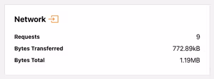 Network traffic results 15th of January 2025, 9 requests, 772 kilobytes transferred, 1.19 megabytes total